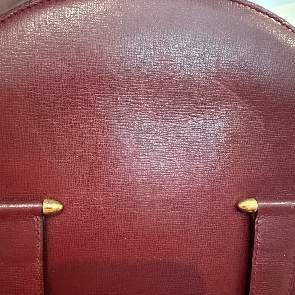 Cartier Paris Burgundy/Wine Tall Dome Bag wSignature Cartier Fabric Interior EUC - Picture 10 of 11